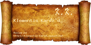 Klementis Karád névjegykártya